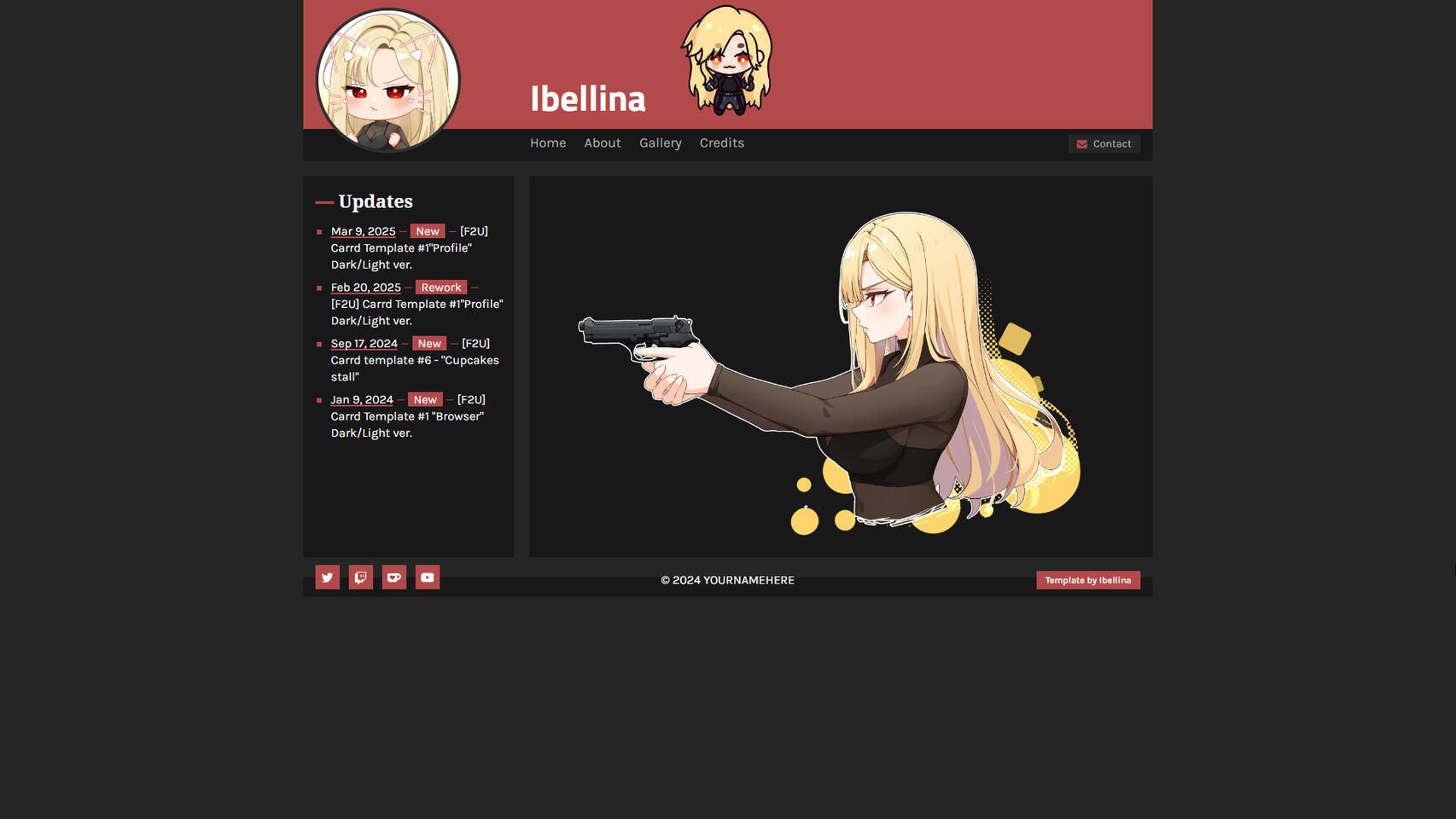 [F2U] Carrd #2.1 - Profile - Dark ver. Red